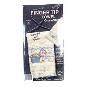 Vintage Finger Tip Towel Cross Stitch Kit, Hanging Towel Teapot House Bowl Bunny
